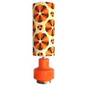 Lampe à poser Carrousel - opaline orange et tissu vintage