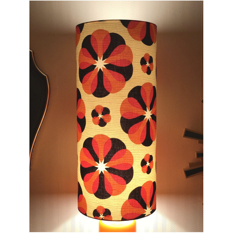 DeskLamp Carrousel opalin glass orange and mid-century fabric