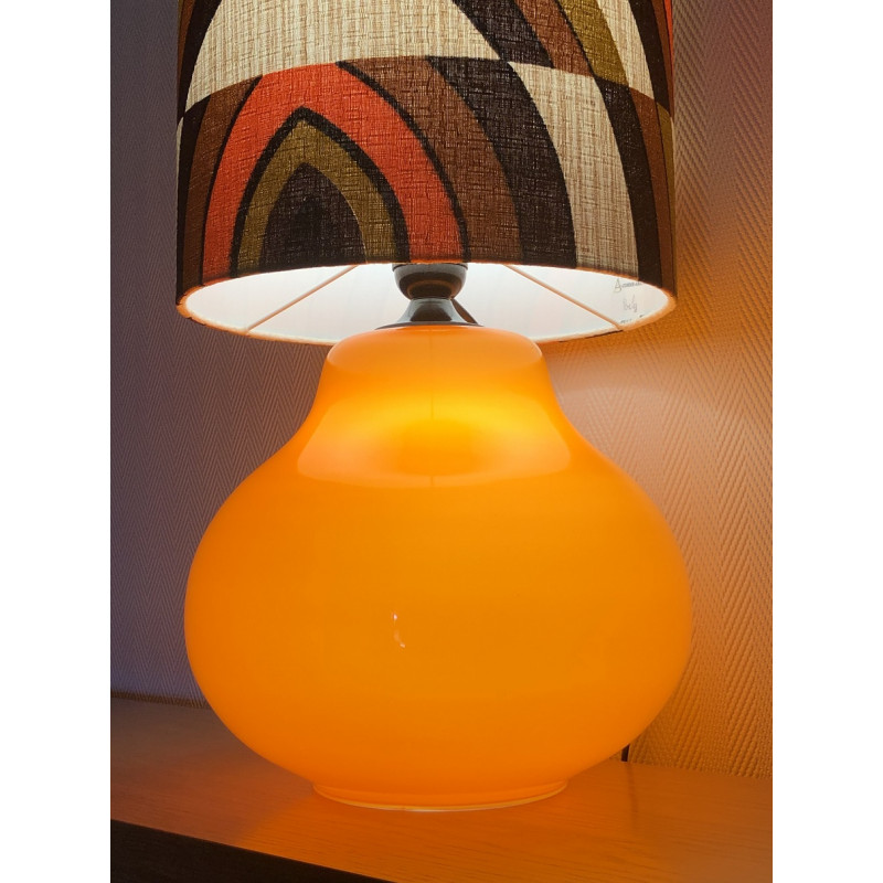 Desklamp Parly in orange opalin glass opaline orange - vintage fabric