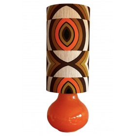 Lampe à poser opaline orange et tissu vintage Parly