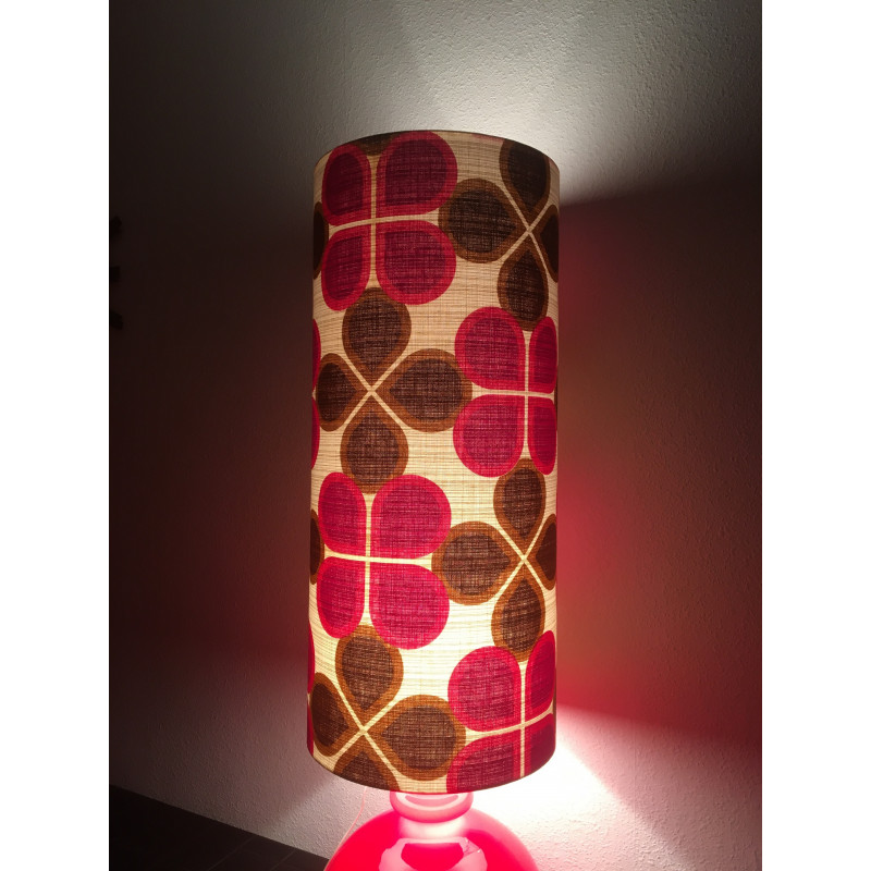 FloorLamp Cordoba - red opalin glass and mid-century fabric