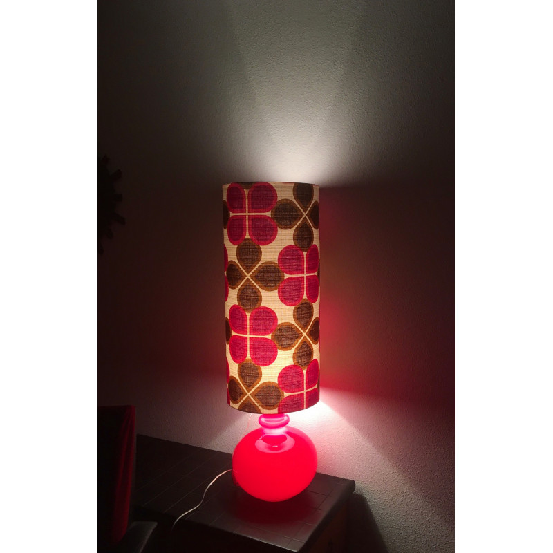 Lampe de sol Cordoba - opaline rouge et tissu vintage