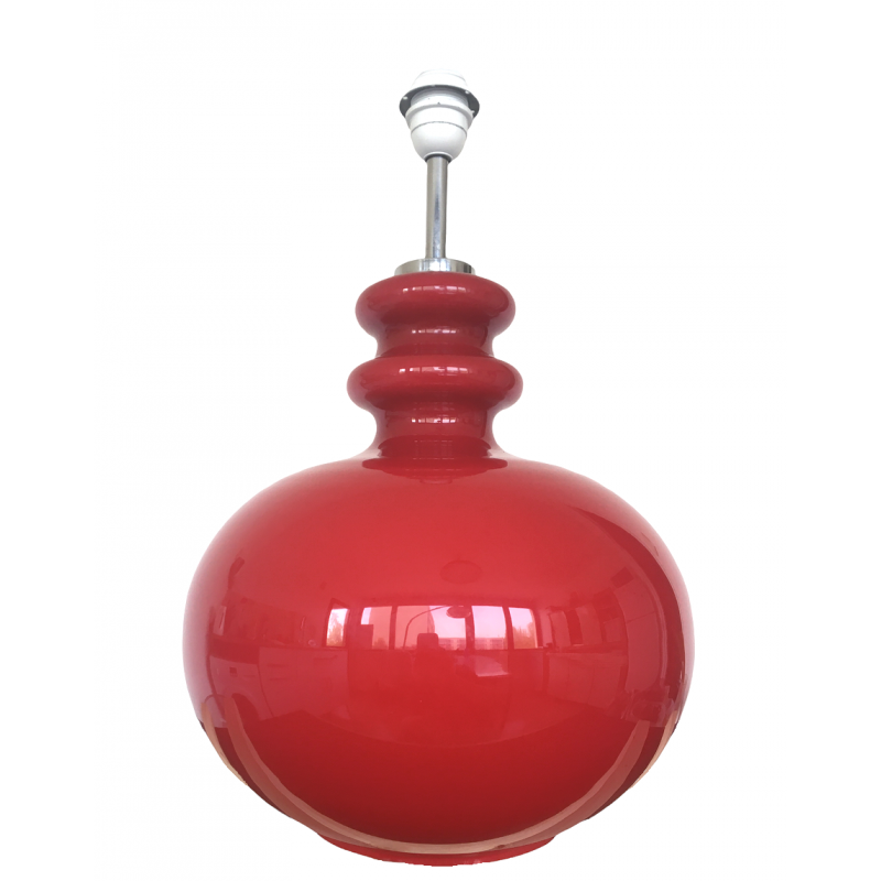 Lampe de sol Cordoba - opaline rouge et tissu vintage