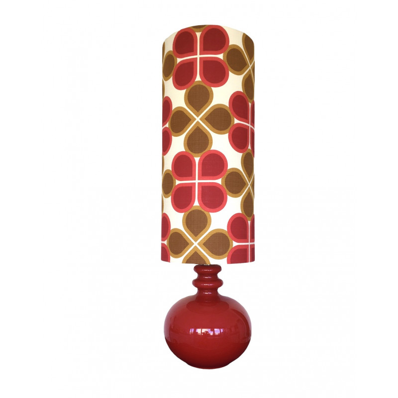 Lampe de sol Cordoba - opaline rouge et tissu vintage