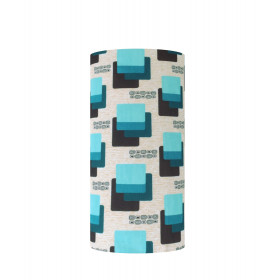 Abat-jour Maori bleu H60 D30 - tissu vintage