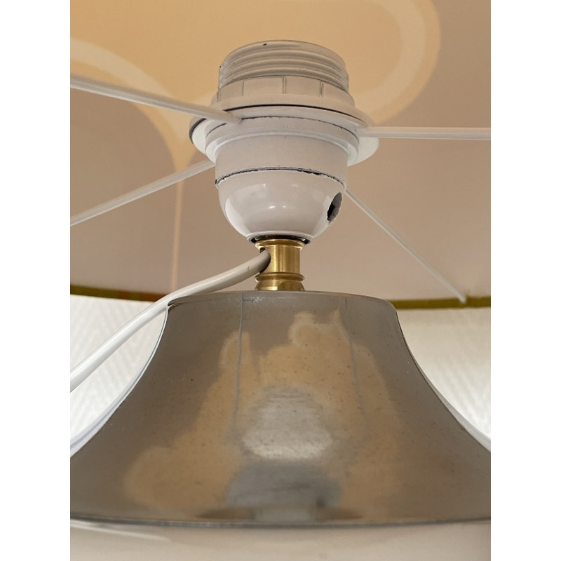 Lampe à poser abat-jour tissu vintage motif Sirius