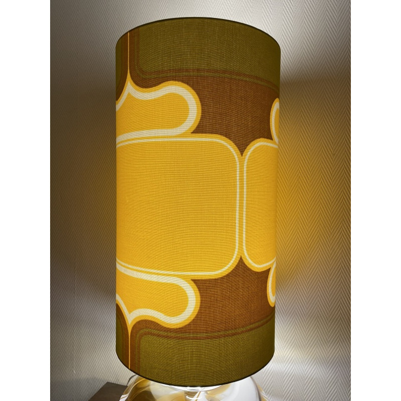 Lampe à poser abat-jour tissu vintage motif Sirius