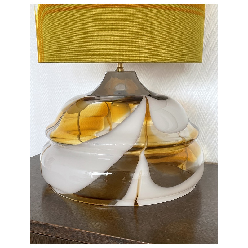 Lampe à poser abat-jour tissu vintage motif Sirius