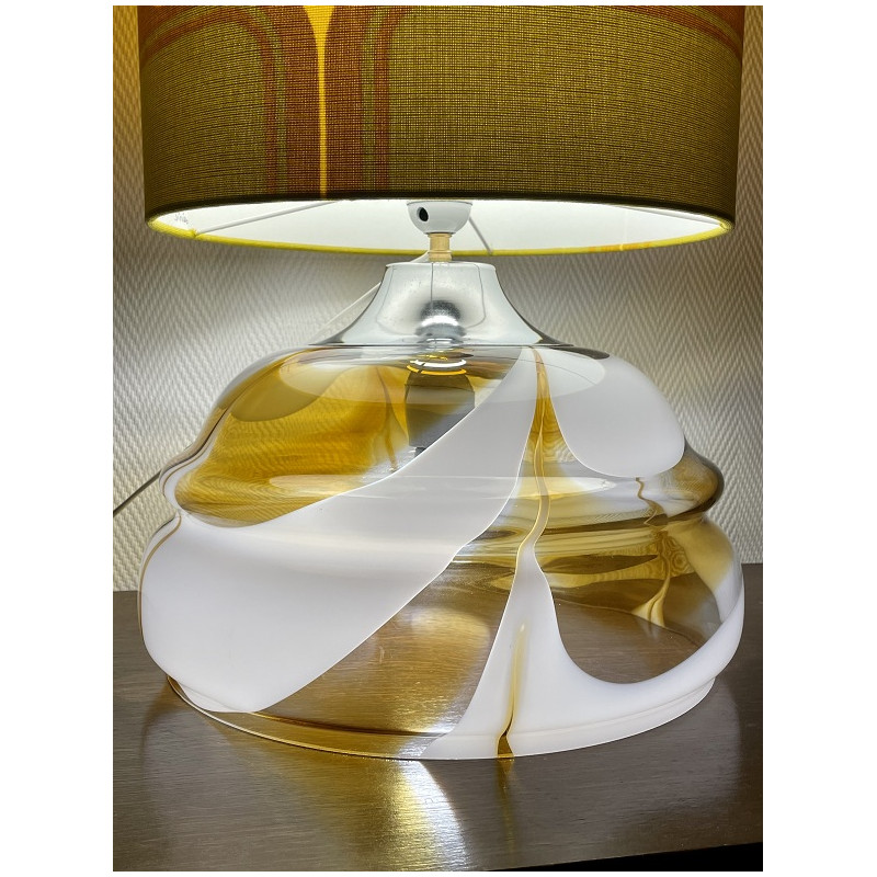 Lampe à poser abat-jour tissu vintage motif Sirius