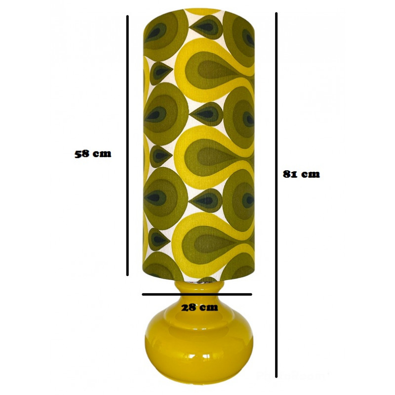 Lampe à poser Citronnade - opaline et tissu vintage