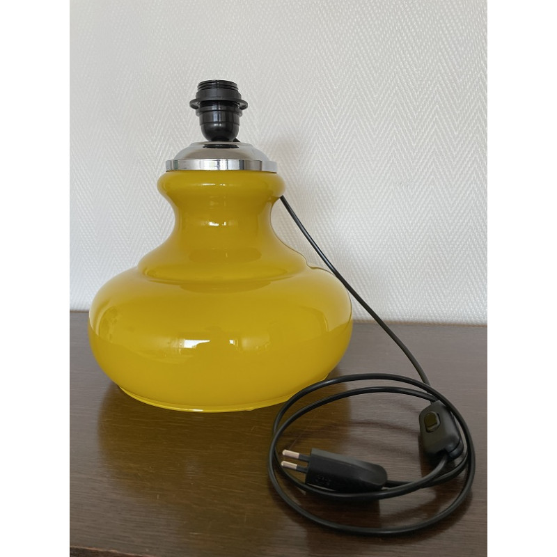 Desklamp Citronnade - yellow opalin glass and vintage fabric