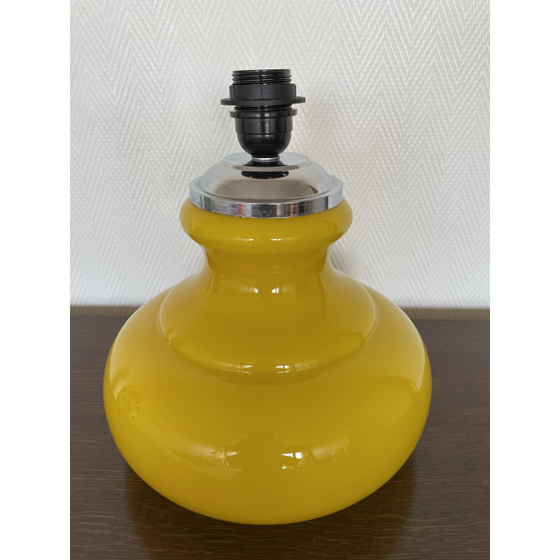 Desklamp Citronnade - yellow opalin glass and vintage fabric