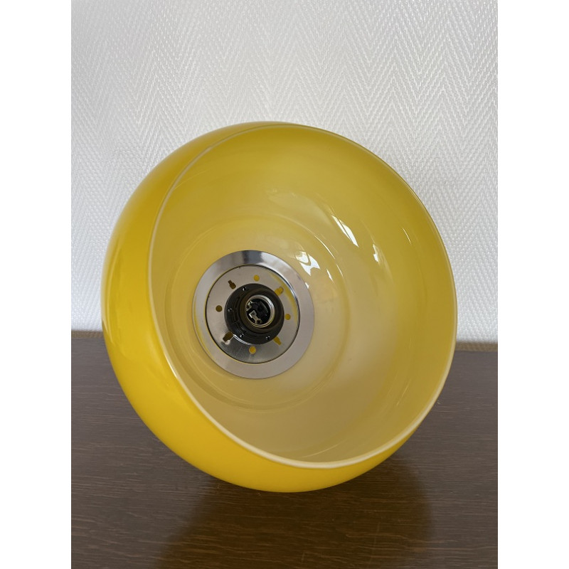 Desklamp Citronnade - yellow opalin glass and vintage fabric