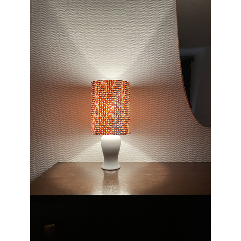 Lampe de chevet céramique blanche Dotted 70s