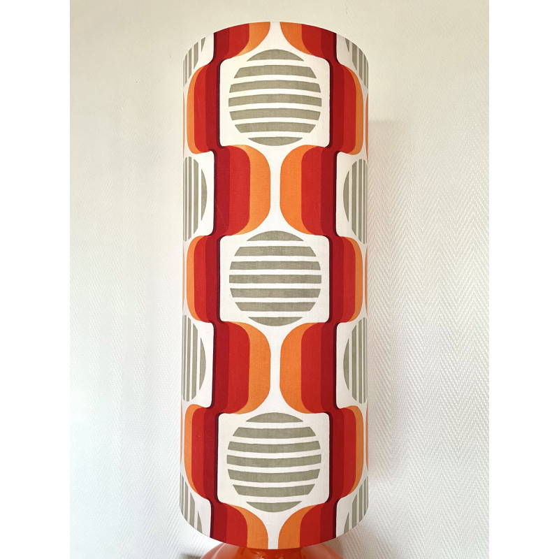 DeskLamp Solaris - orange glass opalin and vintage fabric