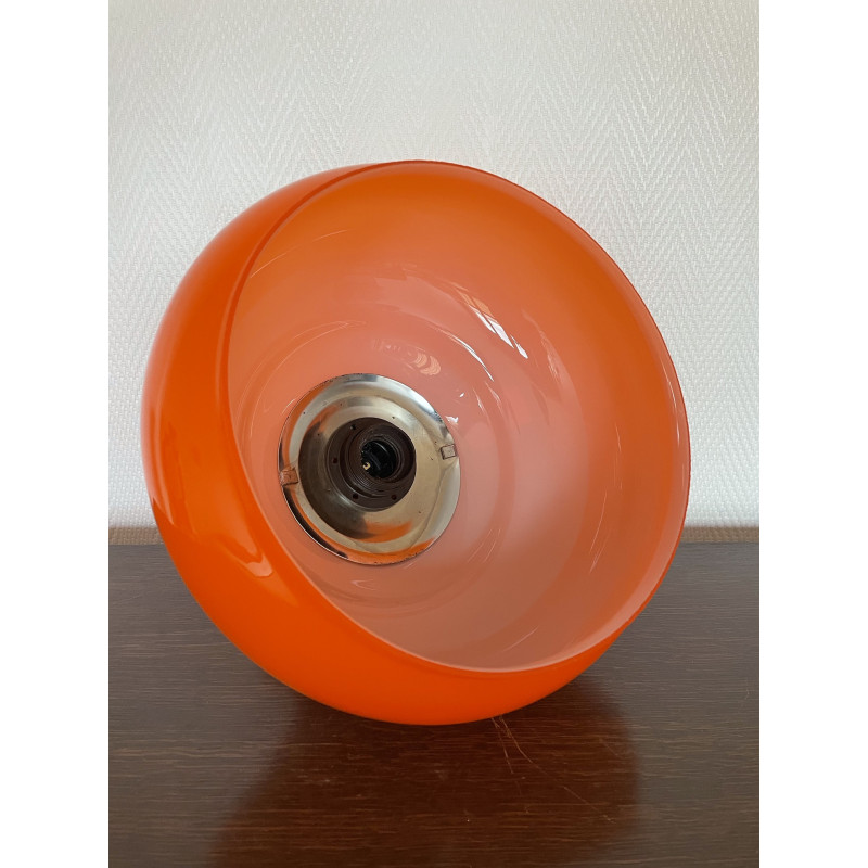 Lampe à poser Solaris- opaline orange et tissu vintage