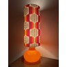 Lampe à poser Solaris- opaline orange et tissu vintage