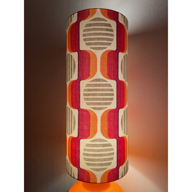 DeskLamp Solaris - orange glass opalin and vintage fabric