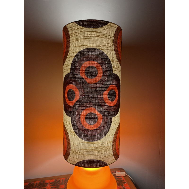 Desklamp Supertone - orange opalin glass and vintage fabric