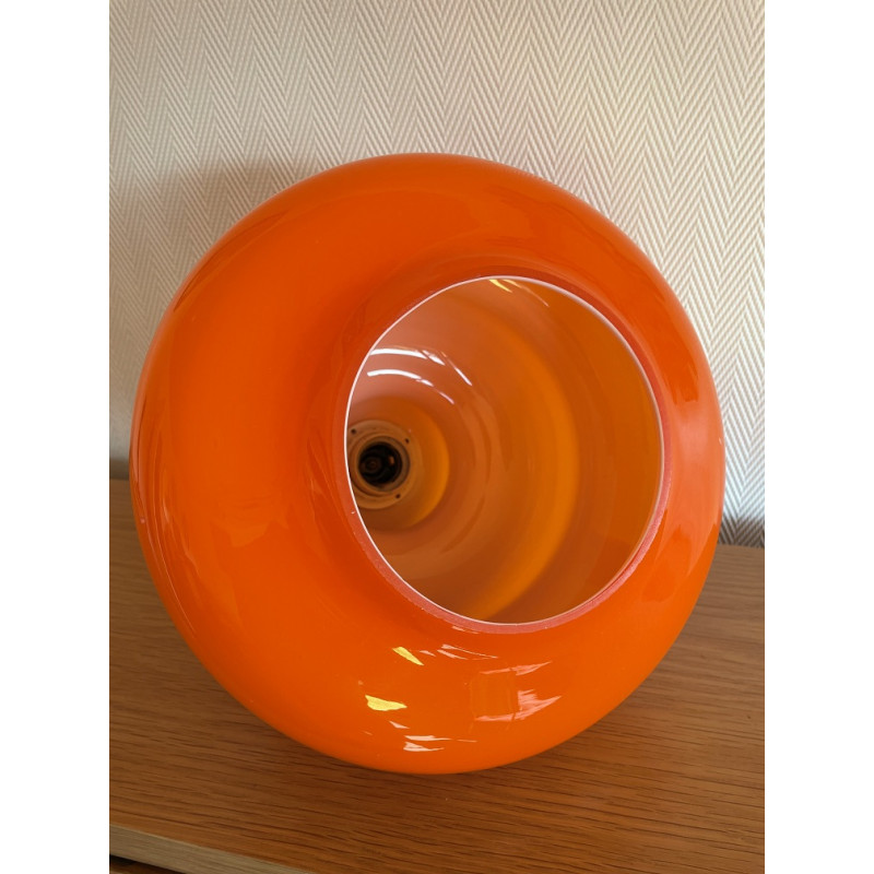 Lampe à poser Supertone - opaline orange et tissu vintage