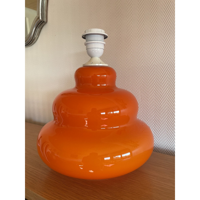 Lampe à poser Supertone - opaline orange et tissu vintage