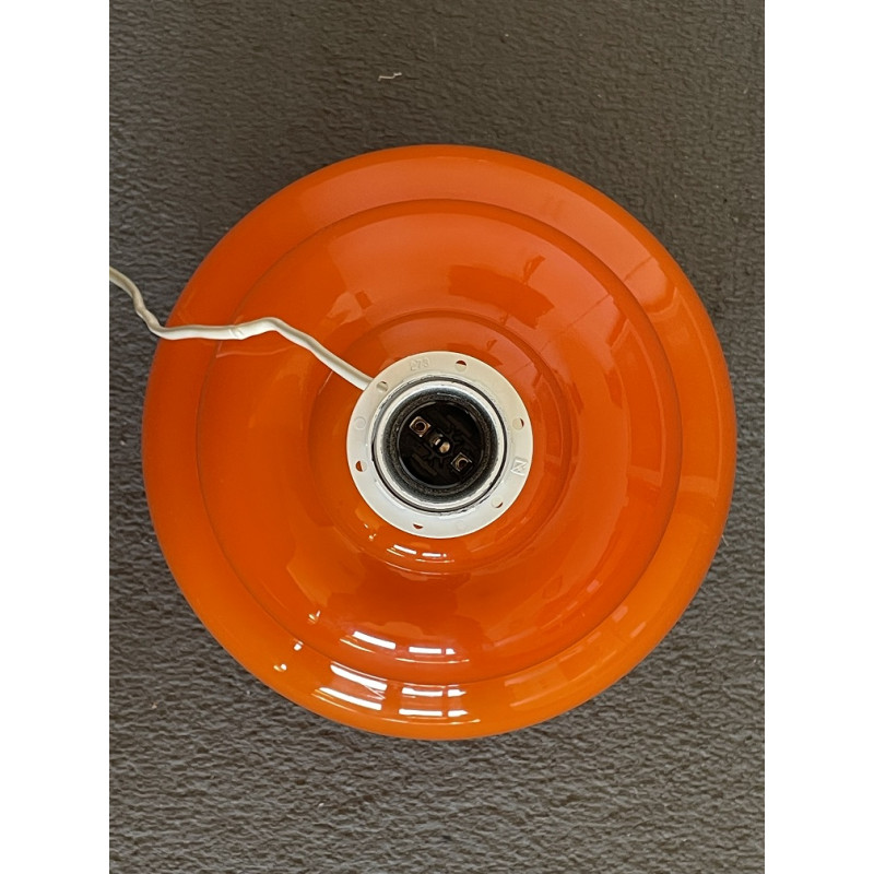 Lampe à poser Supertone - opaline orange et tissu vintage