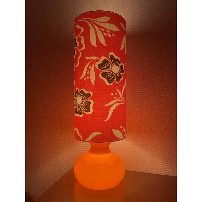 Lampdesk Lilo - orange glass opalin and mid-century fabric