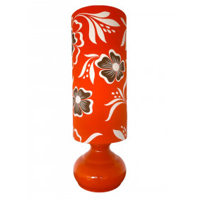 Lampe à poser Lilo - opaline orange et tissu vintage