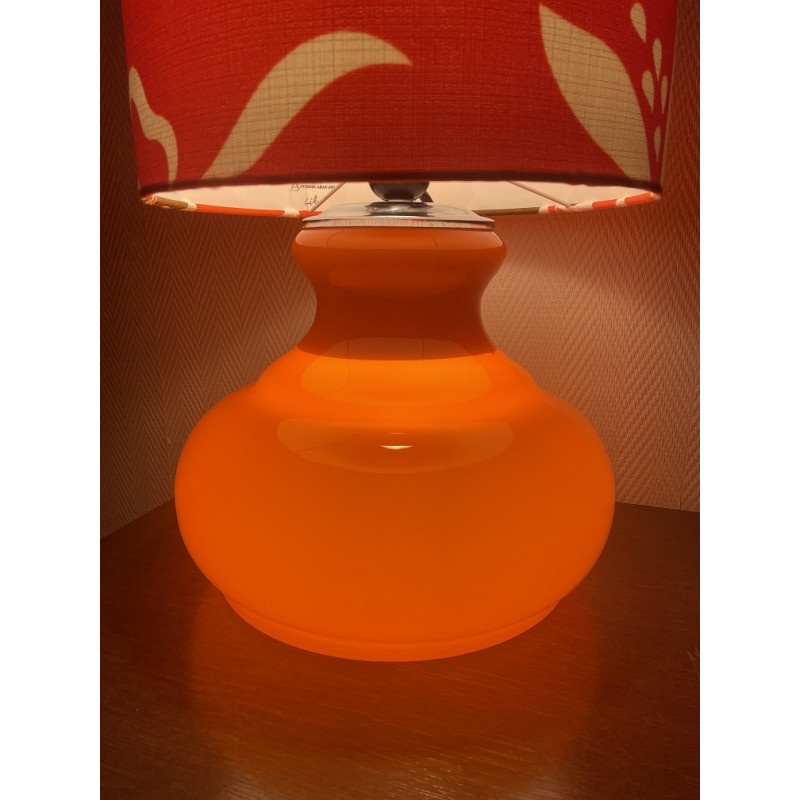 Lampdesk Lilo - orange glass opalin and mid-century fabric