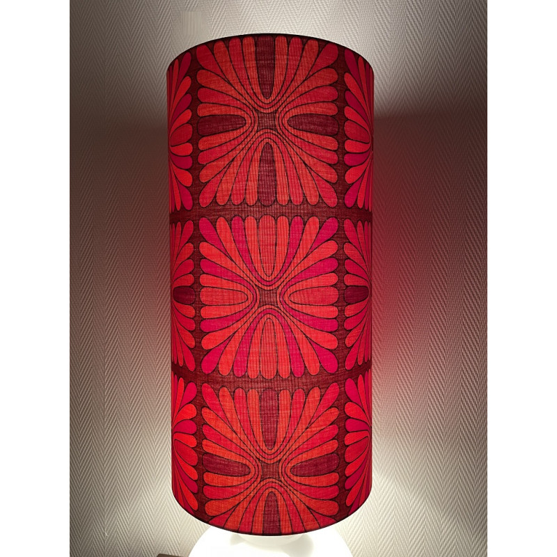 DeskLamp  Pausa -  white opalin glass and mid-century fabric