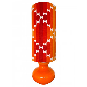 Lampe à poser Camaieu - opaline orange et tissu vintage