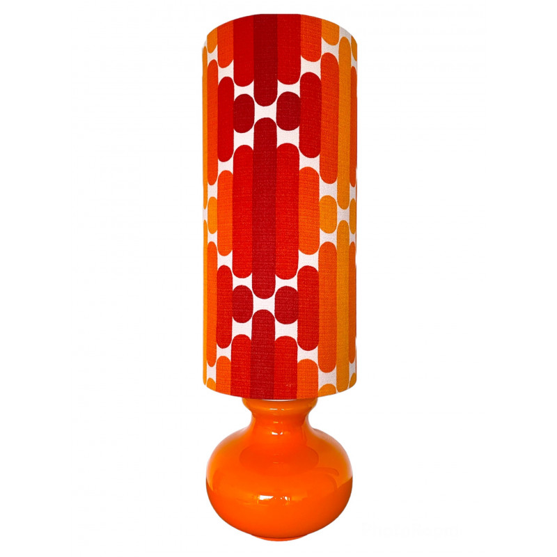 DeskLamp Camaieu - orange opalin glass and mid-century fabric