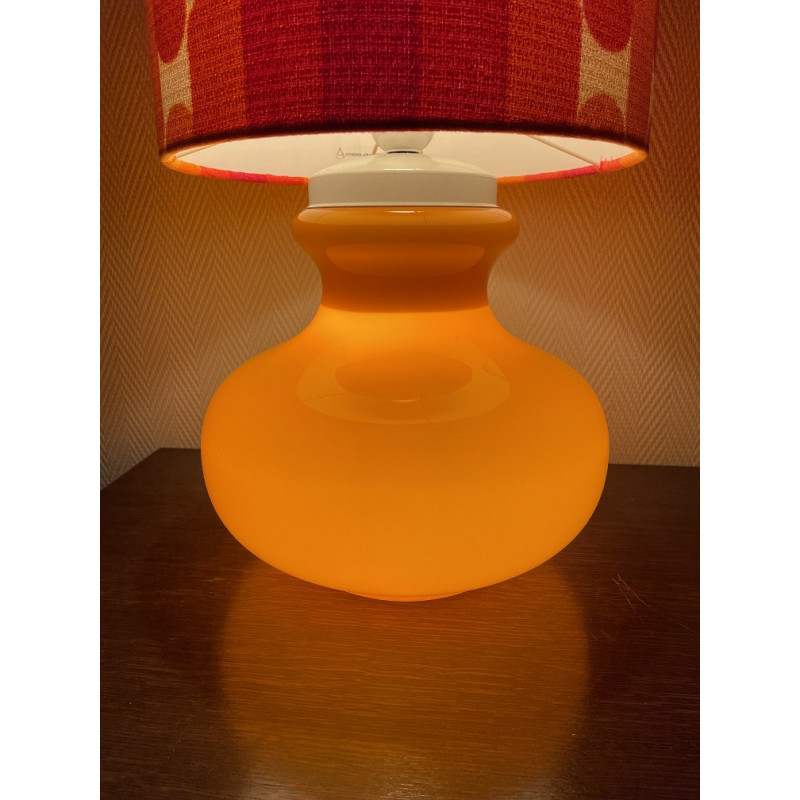 DeskLamp Camaieu - orange opalin glass and mid-century fabric