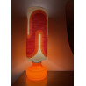 Lampe à poser Serpentin - opaline orange et tissu vintage