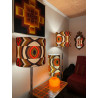 DeskLamp Parly - orange opalin glass and vintage mid-century fabric