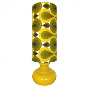 Lampe à poser Citronnade - opaline et tissu vintage