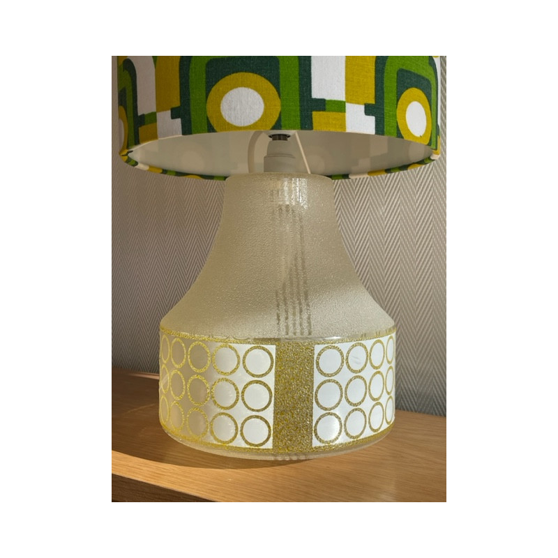 Desklamp French garden - glass and mid century fabric