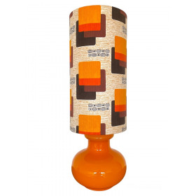 Lampe à poser Maori - opaline orange et tissu vintage
