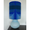Lampe à poser Neptune - opaline bleue et tissu vintage