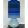 Lampe à poser Neptune - opaline bleue et tissu vintage