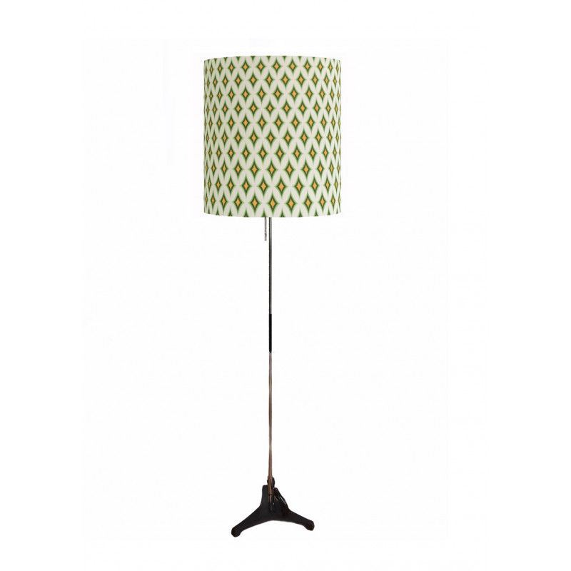 Lampshade Green Diamond H40 D40 - 1970's fabric