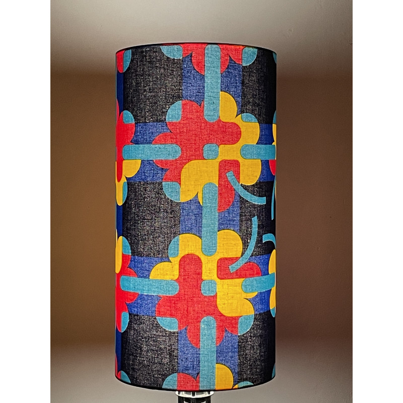 Lampshade Blue Reef H40 D20cm - mid-century fabric