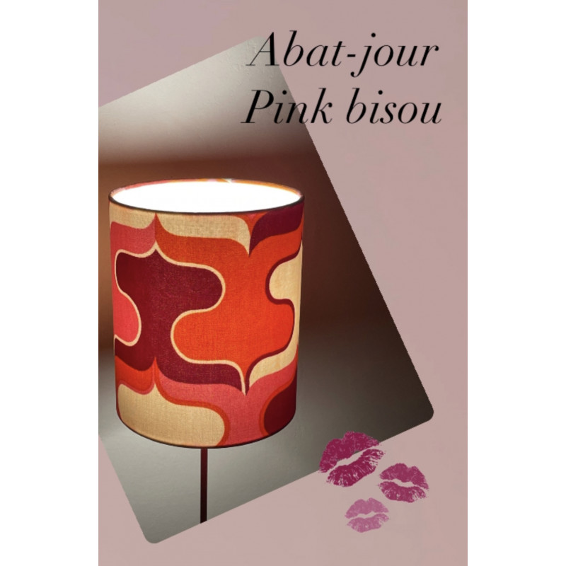 Abat-jour Pink bisou H25 D20 tissu vintage