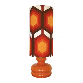 Lampe à poser opaline orange et tissu Eternity vintage