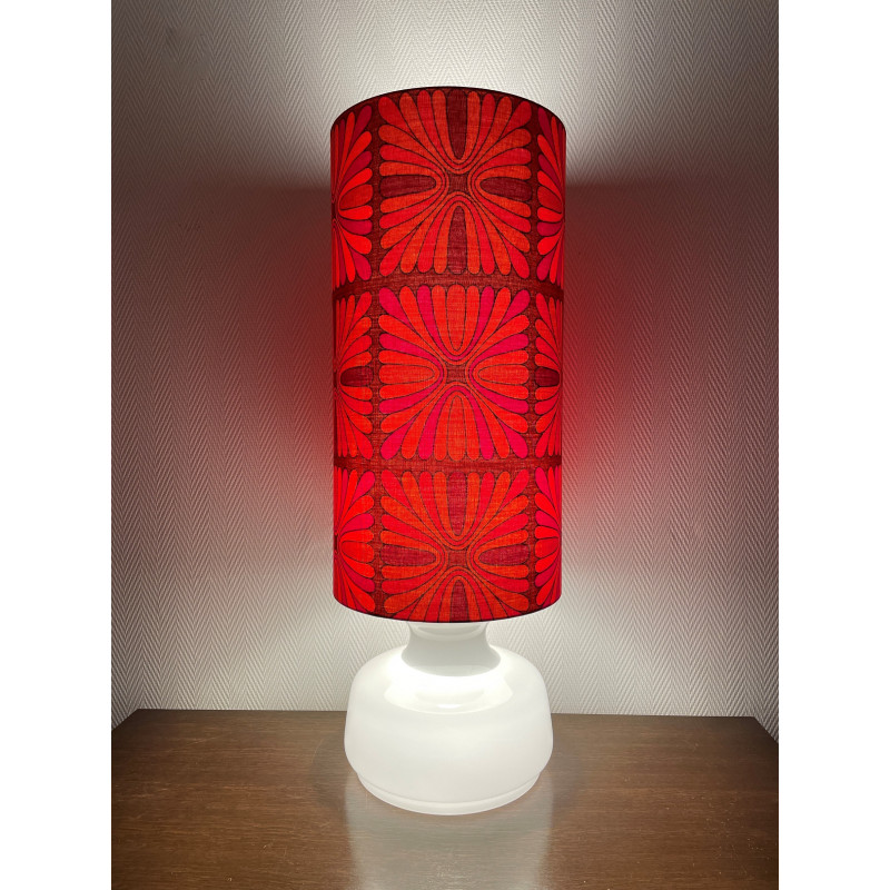 Desklamp Pausa - opalin glass & vintage fabric