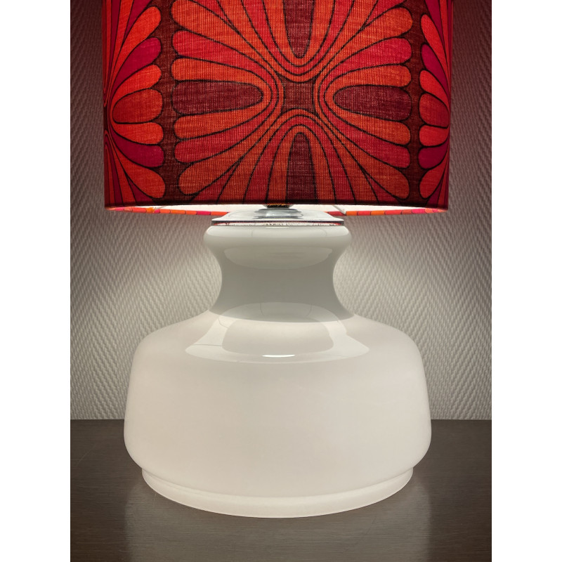 Desklamp Pausa - opalin glass & vintage fabric