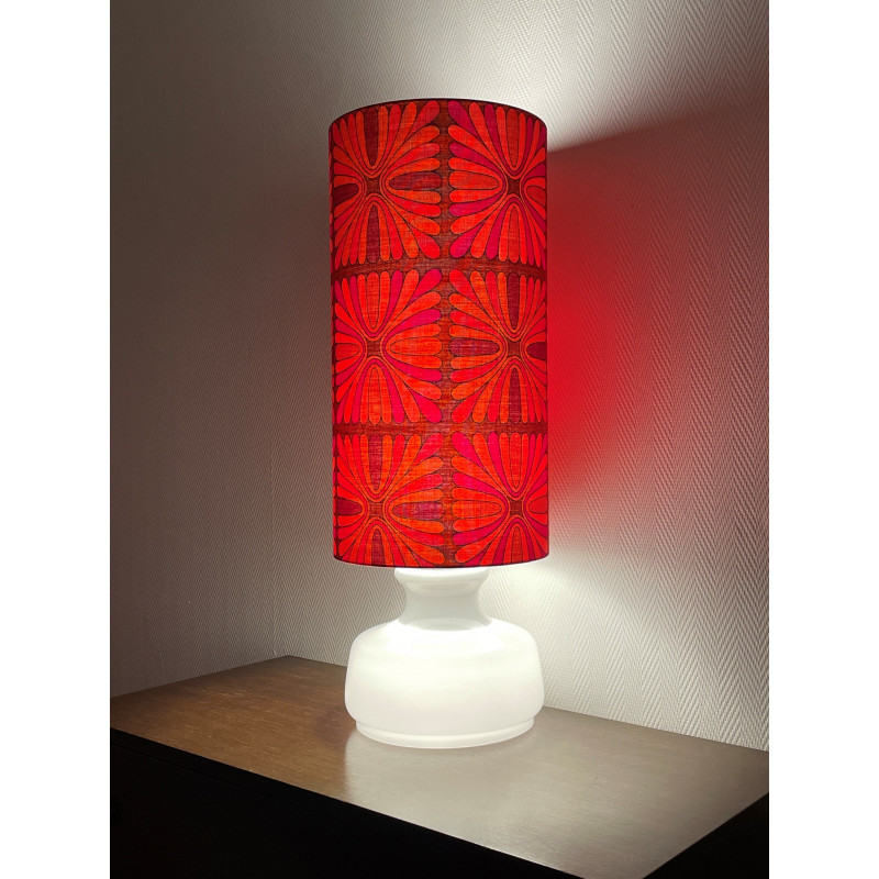 Desklamp Pausa - opalin glass & vintage fabric