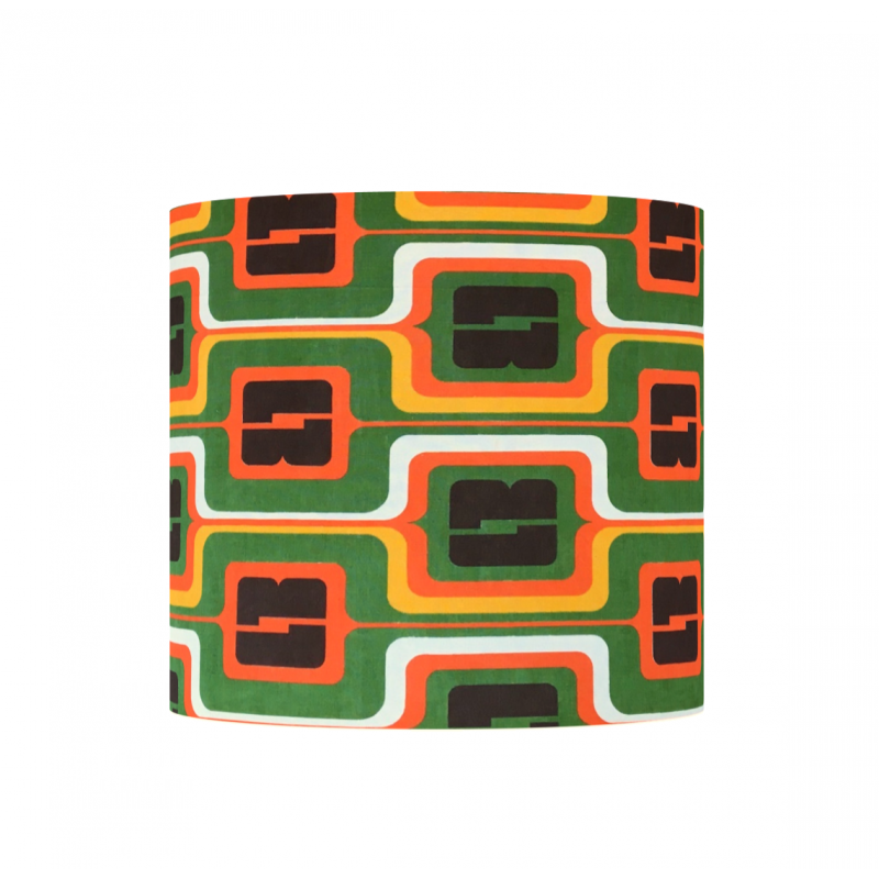 Lampshade Green Diamond H40 D40 - 1970's fabric