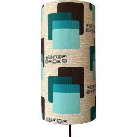 Abat-jour Maori bleu H40 D20 - tissu vintage