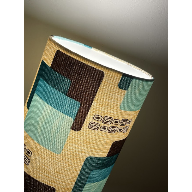 Lampshade Maori bleu H40 D20 tissu vintage